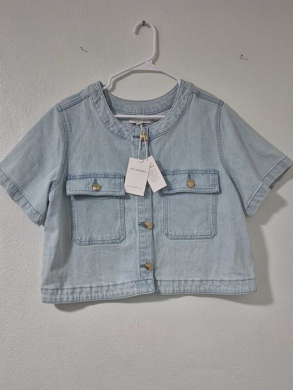Free Assembly Cropped Light Blue Denim Jacket